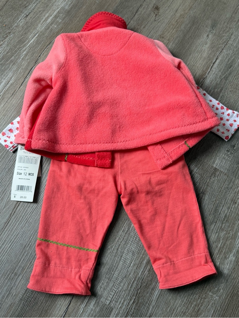 VTG NEW 3 Piece Buster Brown Fleece Outfit Jacket Floral 12 Months Outfit - Picture 9 of 9